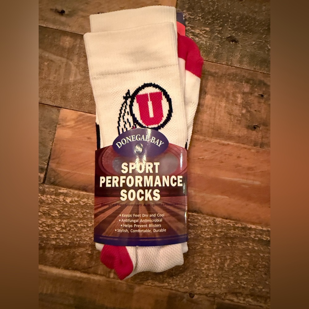 White and Red Sport Performance Socks